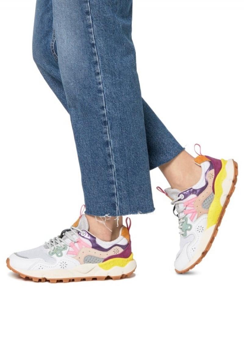 Flower Mountain Yamano 3 Sneakers Damen Weiß Lila | YBG2982KO