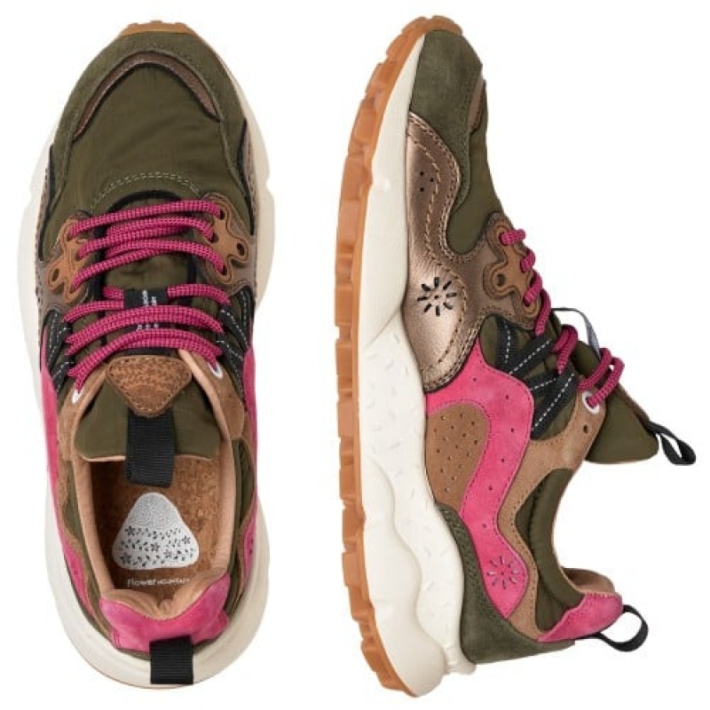 Flower Mountain Yamano 3 Sneakers Damen Grün Rosa Braun | JTM6598ZC