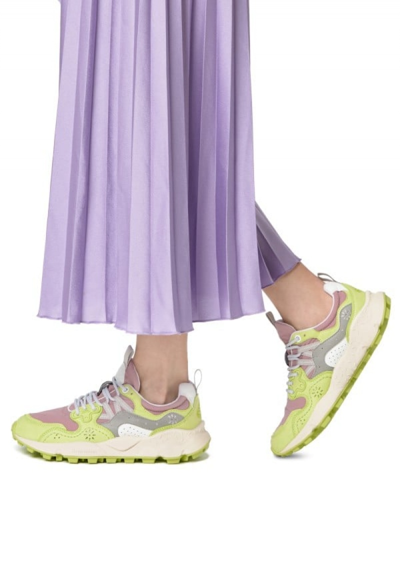 Flower Mountain Yamano 3 Sneakers Damen Hellgrün Lila | DKO8781OB